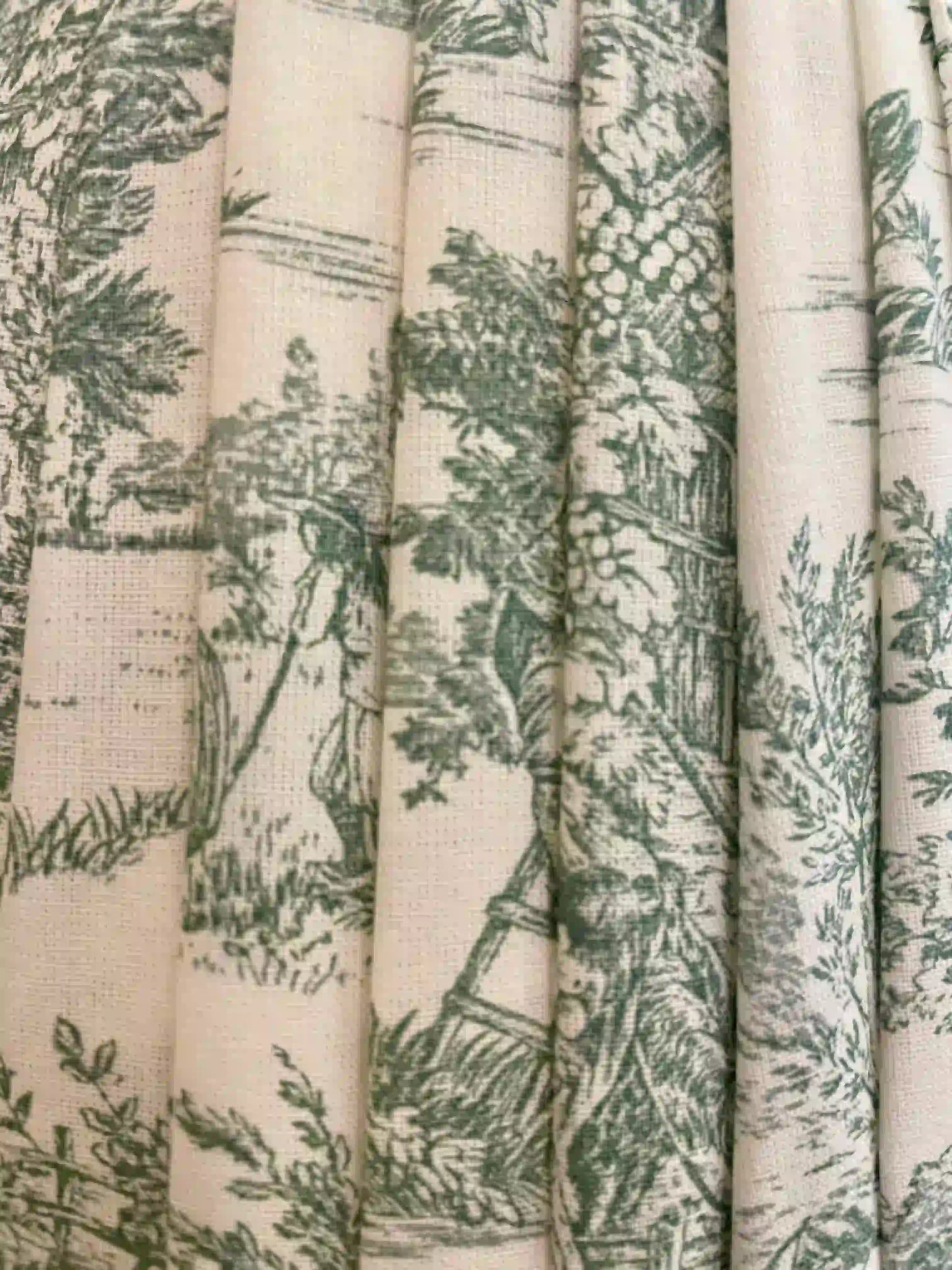 Abat-jour tambour Toile de Jouy verte - C’est pas Versailles ici !