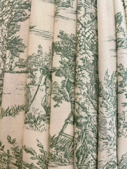 Abat-jour tambour Toile de Jouy verte - C’est pas Versailles ici !