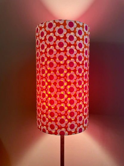 Abat-jour cylindrique floral orange – À poser ou à suspendre