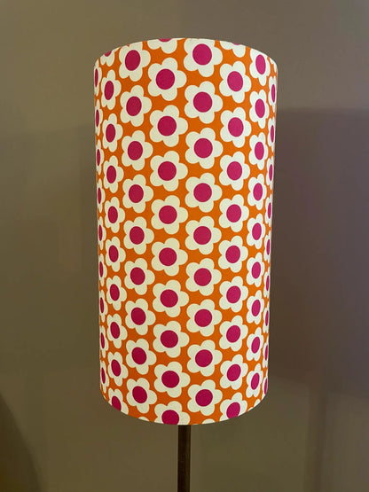 Abat-jour cylindrique floral orange – À poser ou à suspendre