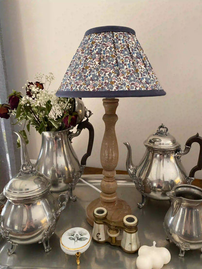 Abat-jour liberty bleu gris et rose