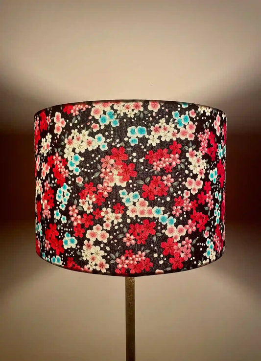 Abat-jour cylindrique « Cerisiers en fleurs »